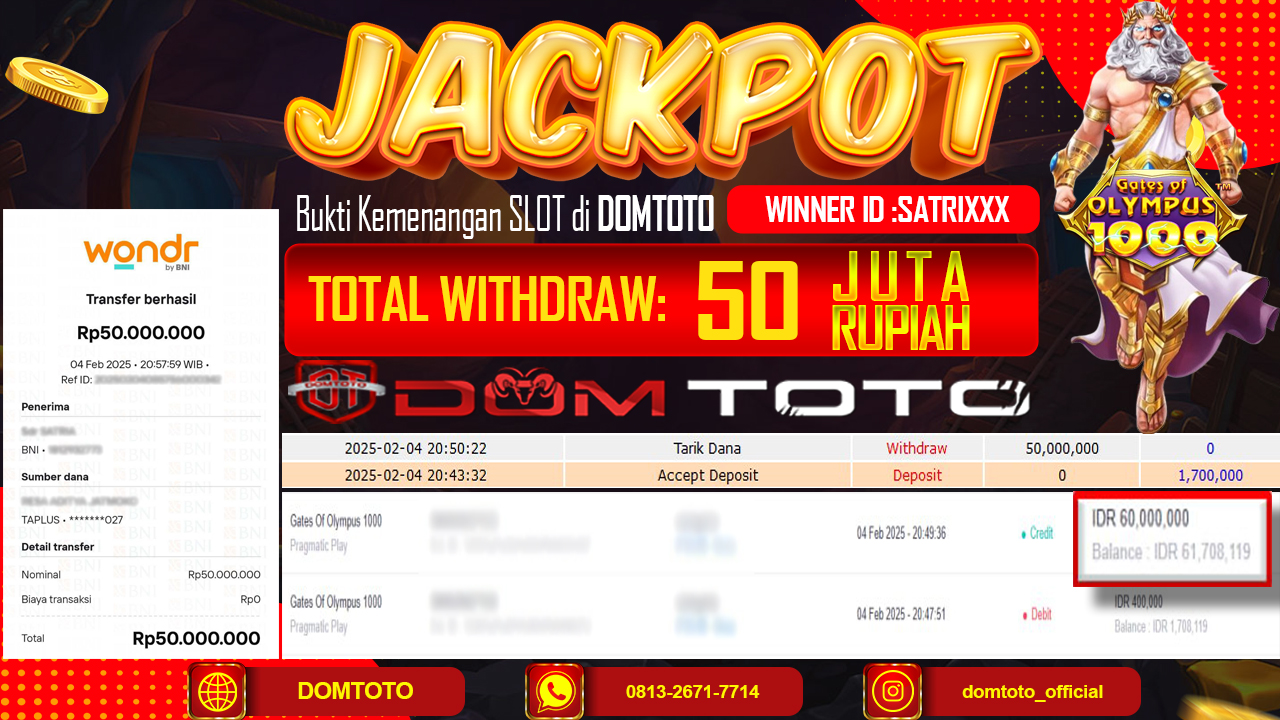 JACKPOT SLOT GATE OF OLYMPUS 1000  4 FEBRUARI 2025